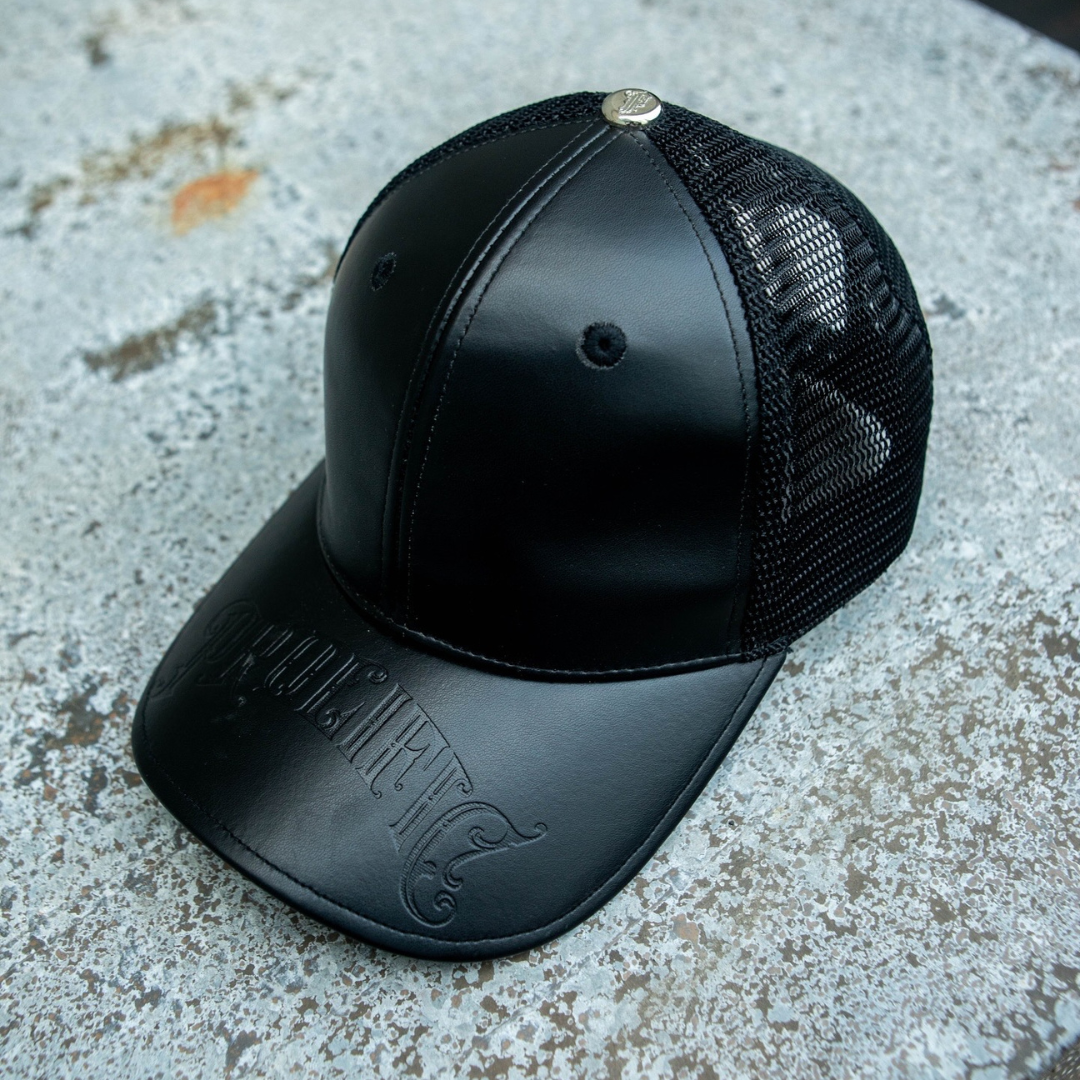 Vegan Leather Embossed Trucker Hat