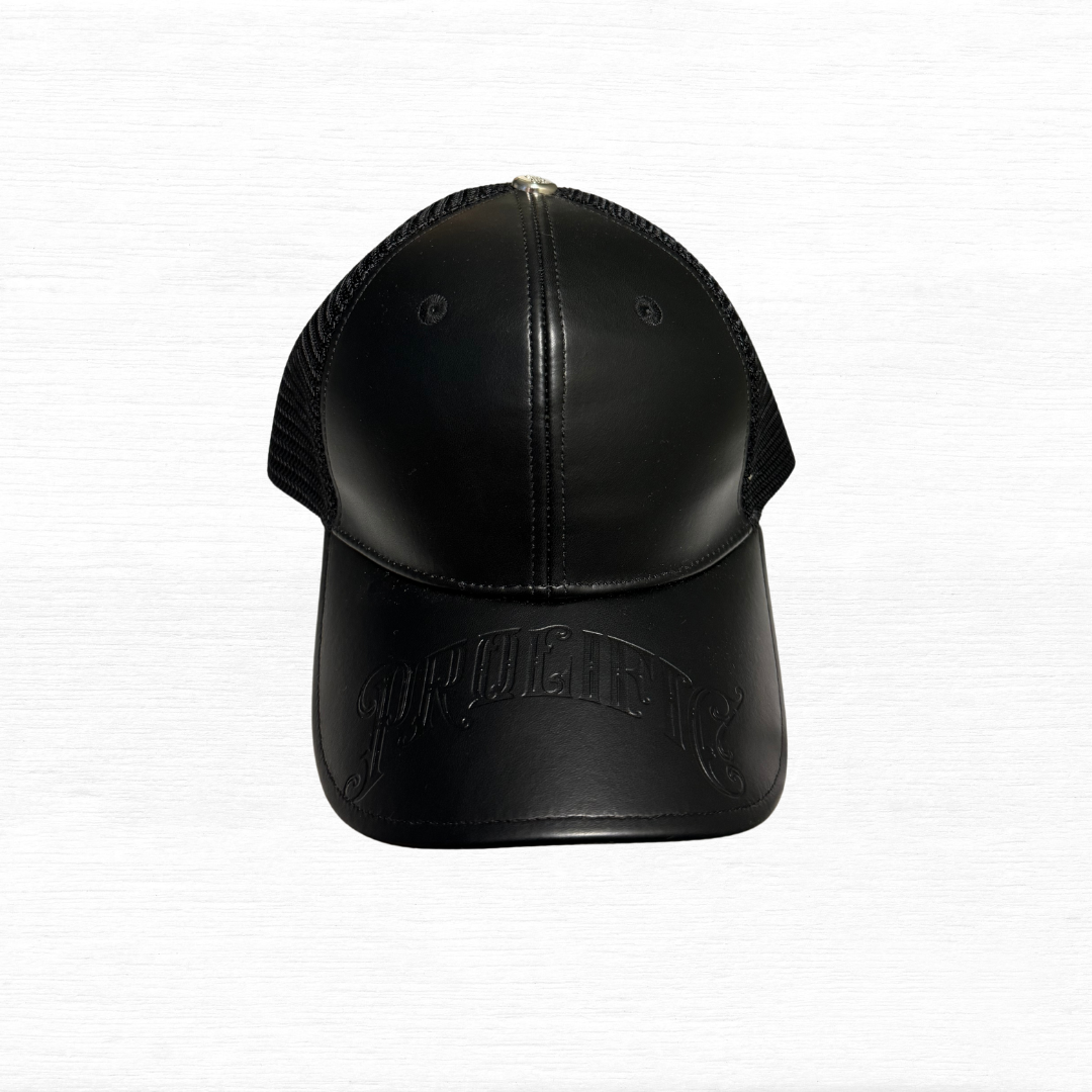 Vegan Leather Embossed Trucker Hat