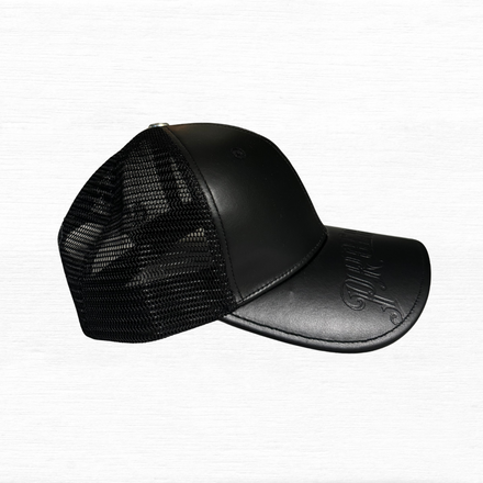 Vegan Leather Embossed Trucker Hat