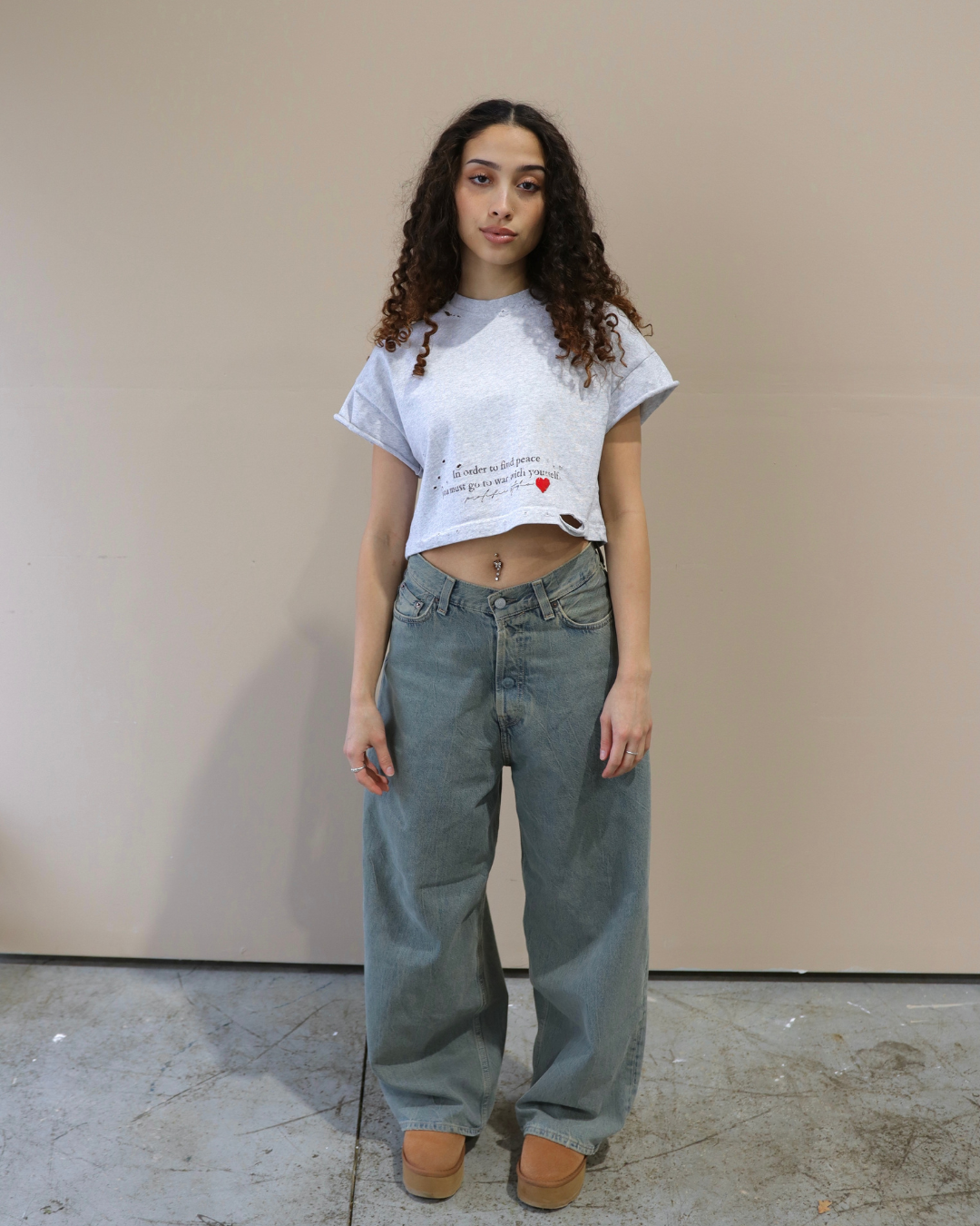 Cropped 'War With Yourself' Thrashed Tee