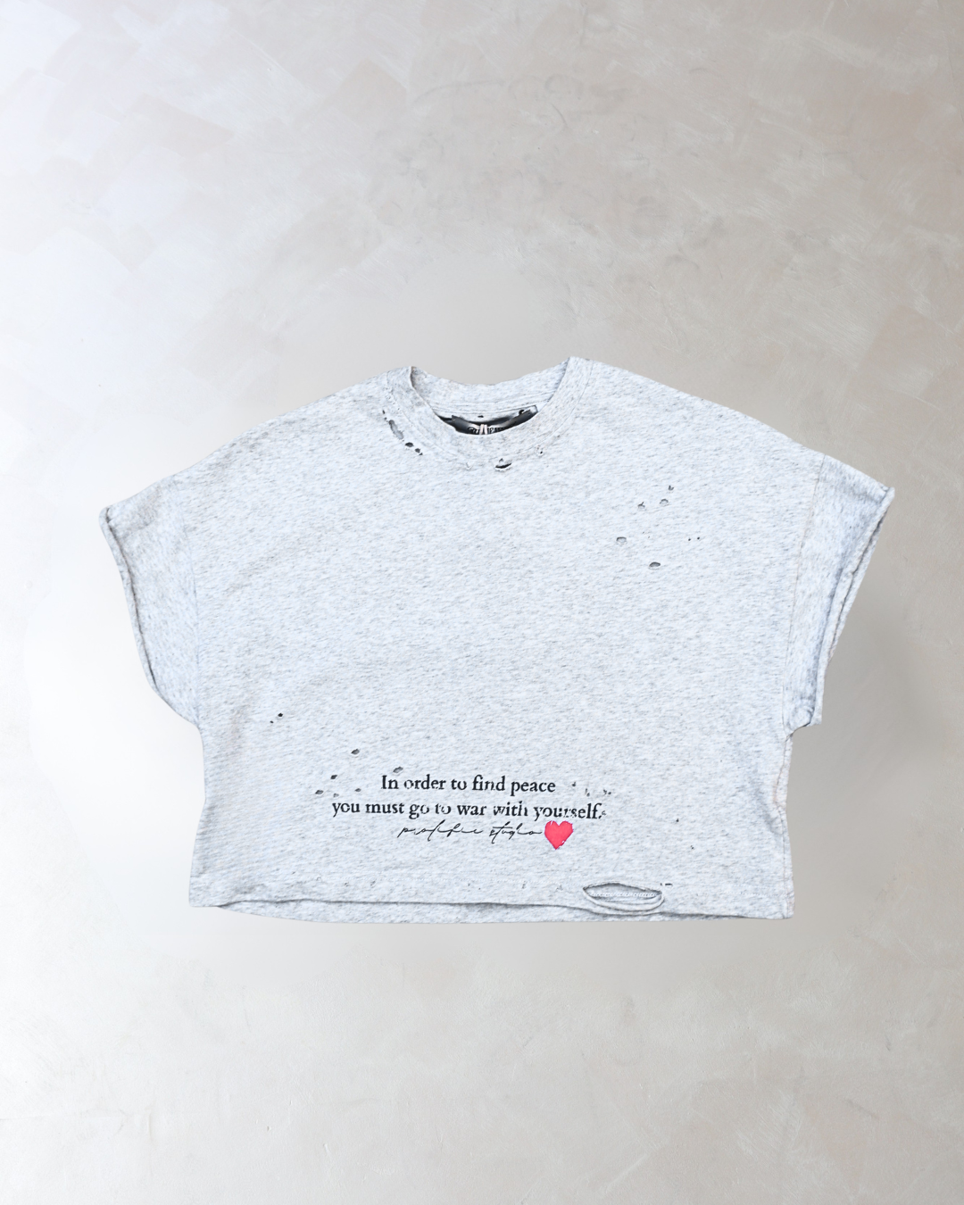 Cropped 'War With Yourself' Thrashed Tee